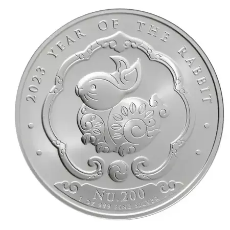 Srebrna Moneta Bhutan: Rok Królika 2023 1 uncja 24h