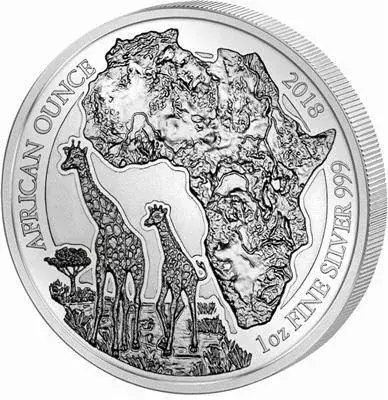 Srebrna Moneta Giraffe - African Ounce 1 uncja 2018r 24h