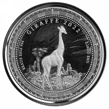 Srebrna Moneta Republic Of Guinea Equatorial - Giraffe 1 uncja 24h
