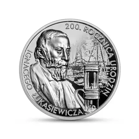Srebrna moneta: 200. rocznica urodzin Ignacego Łukasiewicza 10zł 1 uncja 24h Produkt Kolekcjonerski